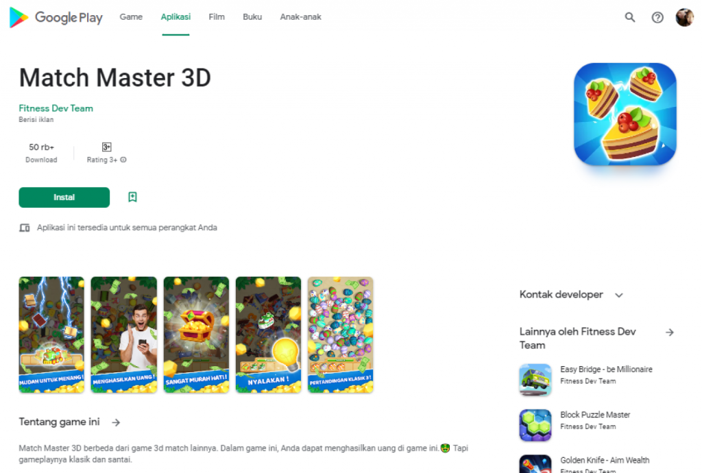 Match Master 3D apk permainan menghasilkan uang