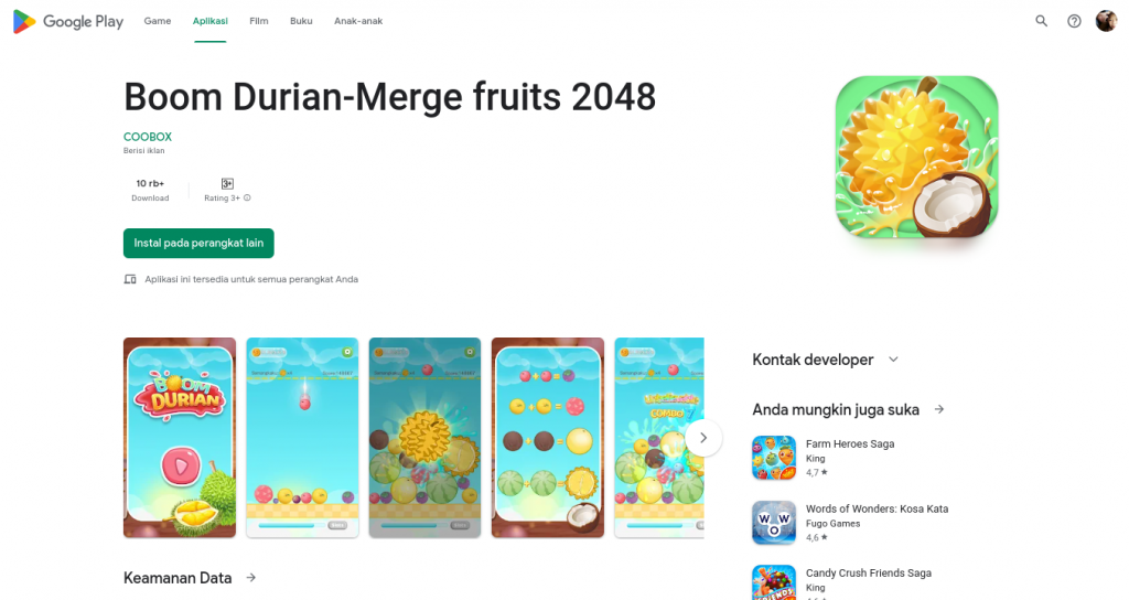 boom-durian-merge-fruits-2048-apkame-penghasil-uang