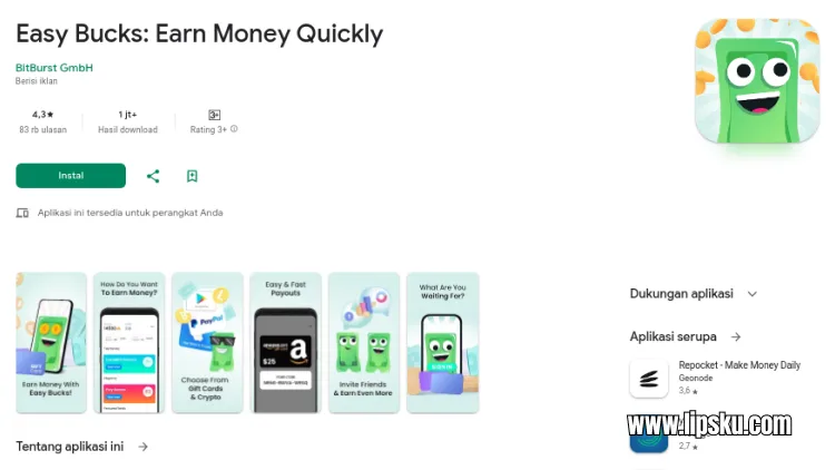 Aplikasi Easy Bucks APK Penghasil Uang Langsung ke DANA Terbukti Membayar!