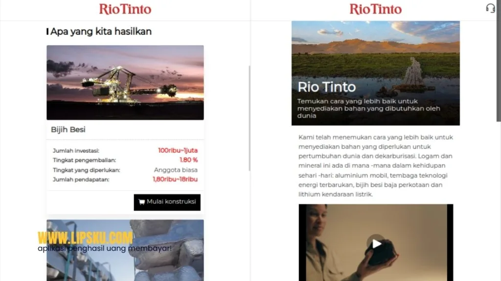 Aplikasi Rio Tinto Penghasil Uang, Login Dapat Rp10.000 Gratis Apakah Membayar?