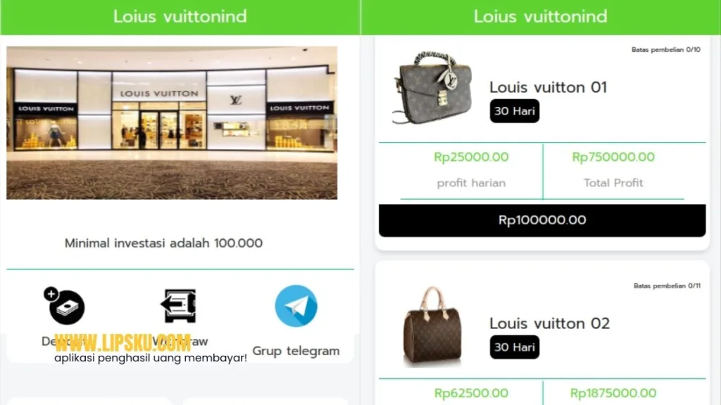 Aplikasi Louis Vuittonind Penghasil Uang Login Dapat Rp5.000, Membayar atau Penipuan?