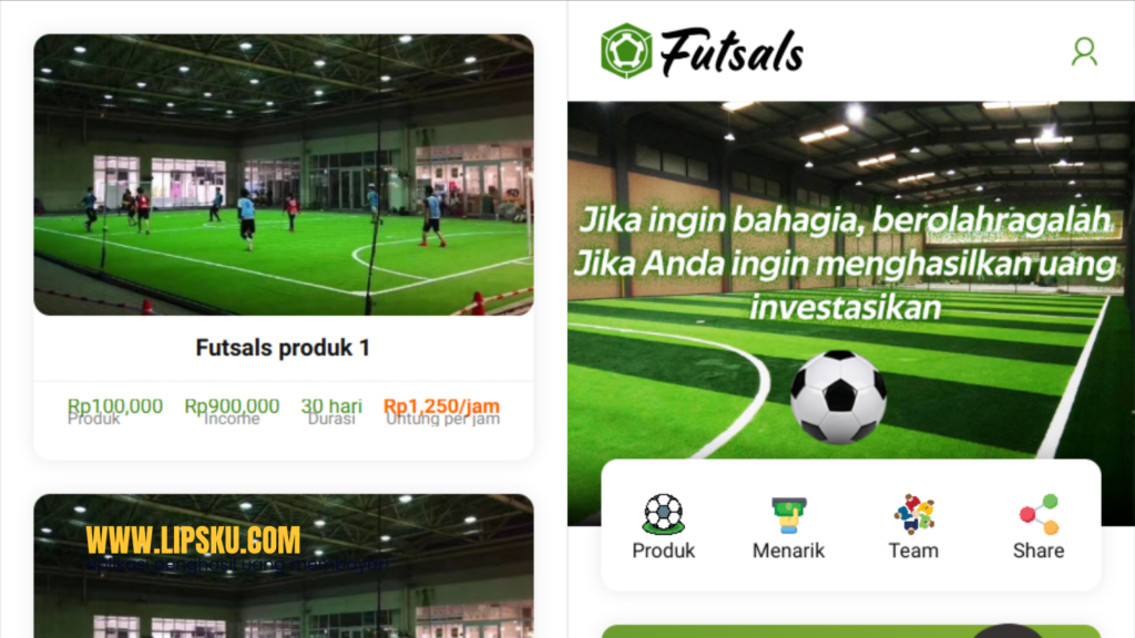 Aplikasi Futsals Penghasil Uang Login Dapat Rp 5.000, Membayar atau Penipuan?