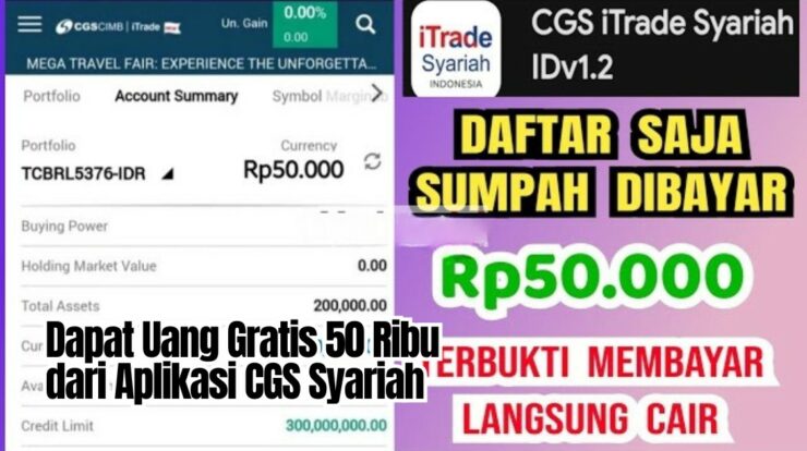 Cara Dapat Uang Gratis Rp50Rb Dari Aplikasi CGS Syariah