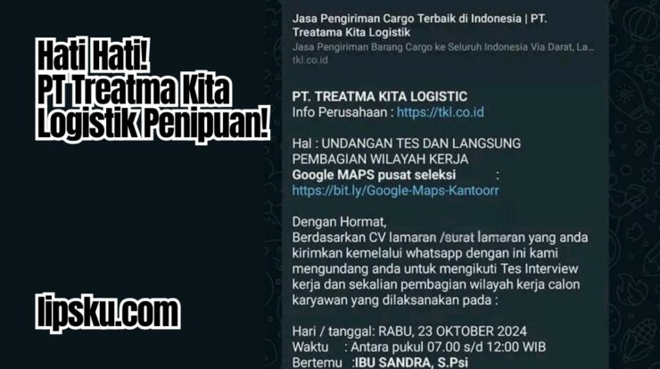 Hati-Hati! PT Treatma Kita Logistik Ternyata Penipuan!